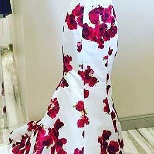 Floral Evening Dress, 2 Piece Prom Dresses,..