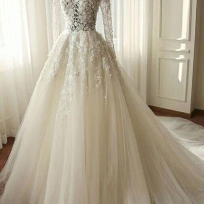 Tulle Wedding Dress, Long Sleeve We..