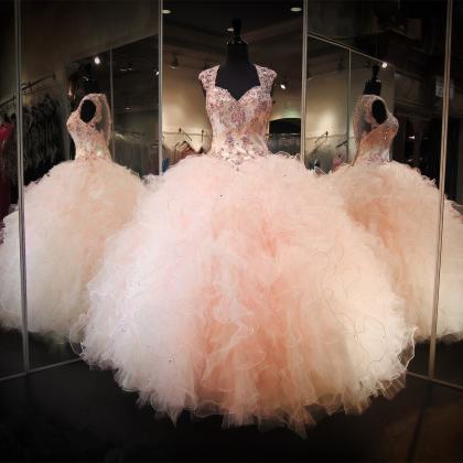 Pink Prom Dress, Prom Ball Gown, Quinceanera..
