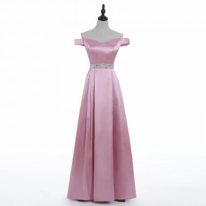 Rose Pink Prom Dress, Off The Shoulder Prom Dress,..