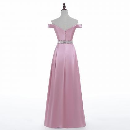 Rose Pink Prom Dress, Off The Shoulder Prom Dress,..