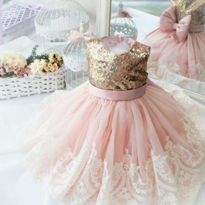 Pink Flower Girl Dress, Baby Girl Birthday Party..
