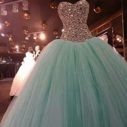 Ball Gown Prom Dress, Mint Green Prom Dress,..