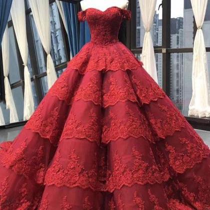 Red Ball Gown Wedding Dress, Wedding Ball Gown,..