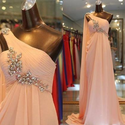 Pink Prom Dress, One Shoulder Prom Dress, Robe De..