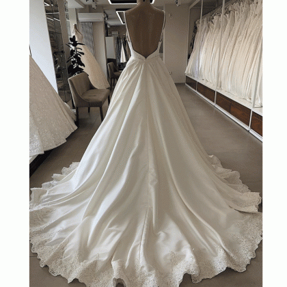 Detachable Skirt Wedding Dress, Lace Applique..
