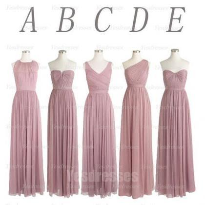 Dusty Pink Bridesmai Dress, Long Bridesmaid Dress,..