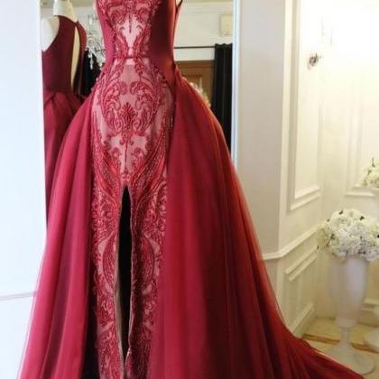 Red Evening Dress, Burgundy Evening Dress, Formal..