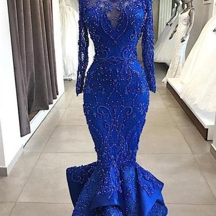Mermaid Evening Dresses, Royal Blue Evening Dress,..