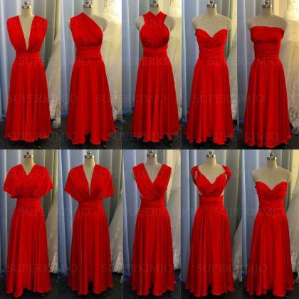Red Bridesmaid Dresses, Convertible Bridesmaid..