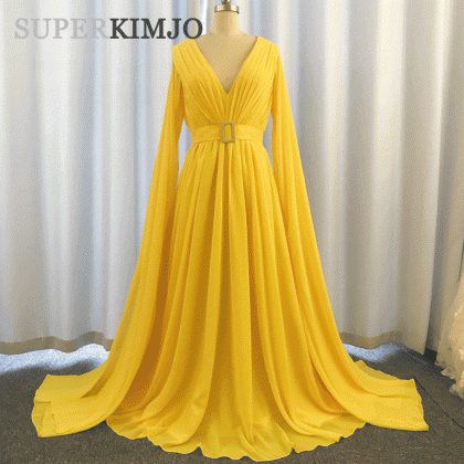 Yellow Prom Dresses, Dubai Fashion Prom Dress,..