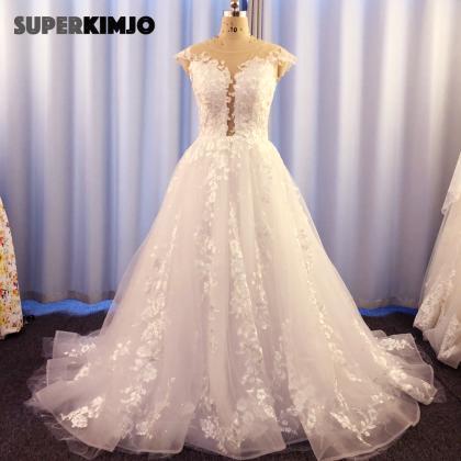 Cap Sleeve Wedding Dress, White Wedding Dresses,..
