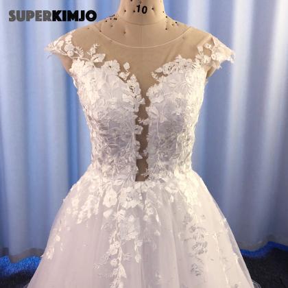 Cap Sleeve Wedding Dress, White Wedding Dresses,..