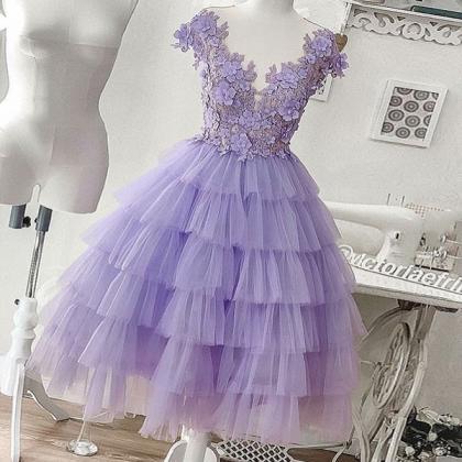 Purple Prom Dresses, Homecoming Dresses Short, Cap..