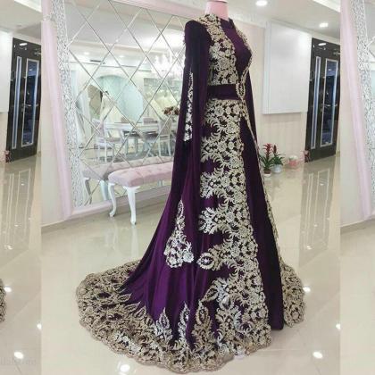 Muslim Prom Dresses, Purple Prom Dresses, Lace..