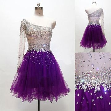 Short Homecoming Dresses, Purple Prom Dress, One..