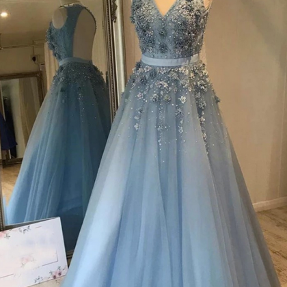 Gray Prom Dress, V Neck Prom Dresses, 2023 Prom..