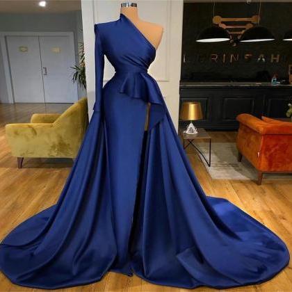 Royal Blue Prom Dresses, Detachable Skirt Prom..