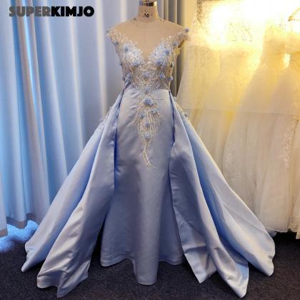 Blue Prom Dresses, Detachable Skirt Prom Dresses,..
