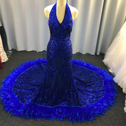 Royal Blue Evening Dress, Sparkly Evening Dress,..