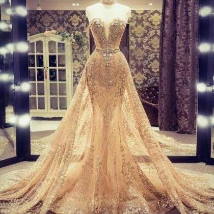 Detachable Skirt Prom Dress, Champagne Prom Dress,..
