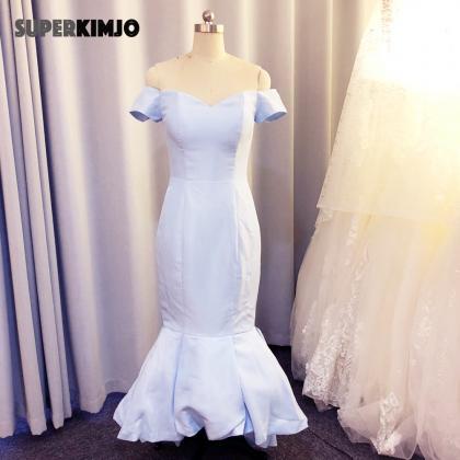 Blue Bridesmaid Dress, Off The Shoulder Bridesmaid..