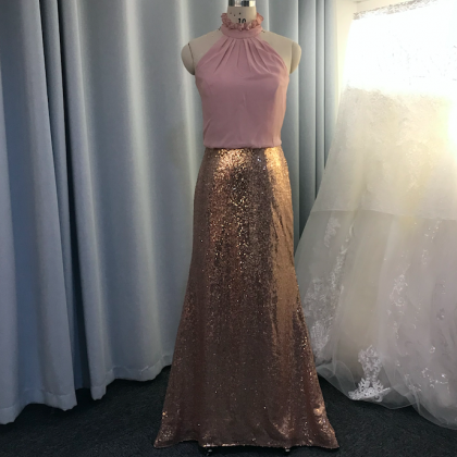 Rose Gold Bridesmaid Dress, Sparkly Bridesmaid..