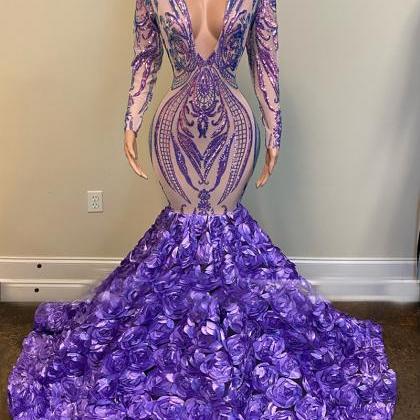 Purple Evening Dress, Sparkly Evening Dress,..