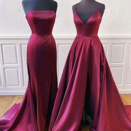 Burgundy Prom Dress, Sexy Formal Dress, Senior..