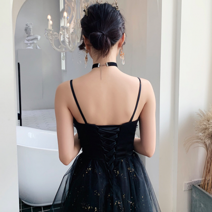 Black Prom Dress, Sparkly Prom Dresses, Spaghetti..