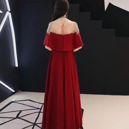 Red Prom Dress, Elegant Prom Dress, Lace Applique..