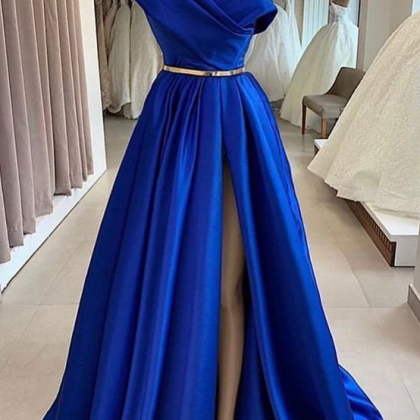 One Shoulder Prom Dresses, Royal Blue Prom Dress,..