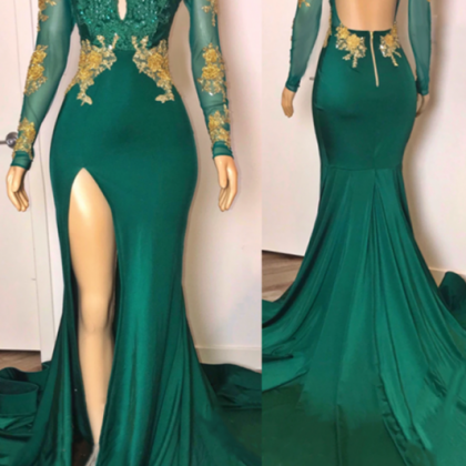 Sexy Formal Dress, Green Evening Dress, Long..