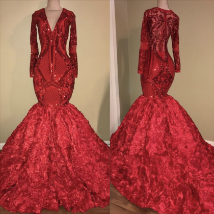 Red Evening Dress, Luxury Evening Dress, Formal..