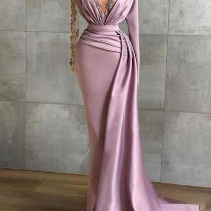 Purple Evening Dresses, V Neck Evening Dress,..