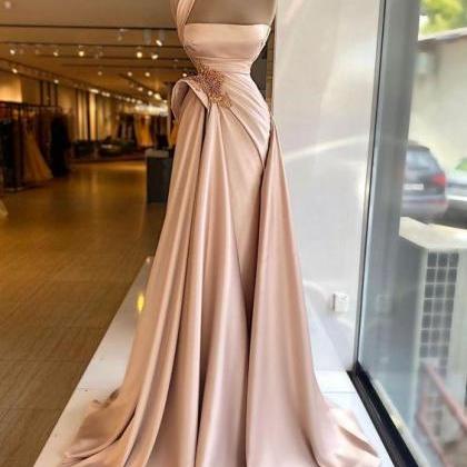 Satin Prom Dress, Elegant Prom Dresses, Rose Pink..