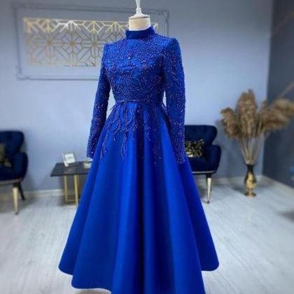 Royal Blue Prom Dresses, Beaded Prom Dress, High..