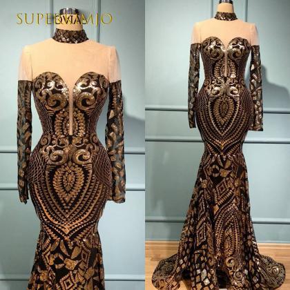Vestidos De Fiesta, Black And Gold Evening Dress,..