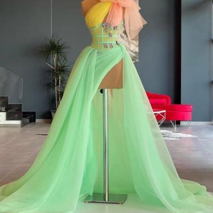 A Line Prom Dress, Elegant Prom Dress, Mint Green..