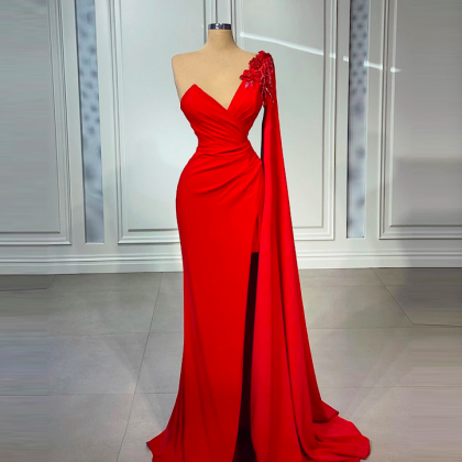 Red Evening Dresses, Simple Evening Dress, Elegant..