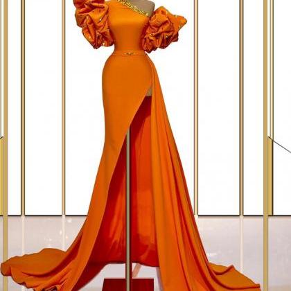 Orange Prom Dresses, Mermaid Prom Dress, Unique..