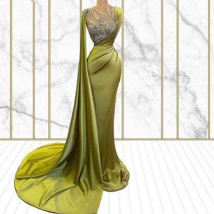 Emerald Green Prom Dress, Beaded Prom Dresses,..