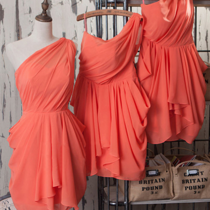 Coral Bridesmaid Dress, Custom Make Bridesmaid..