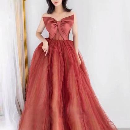 Tulle Prom Dresses, Elegant Prom Dress With Bow,..