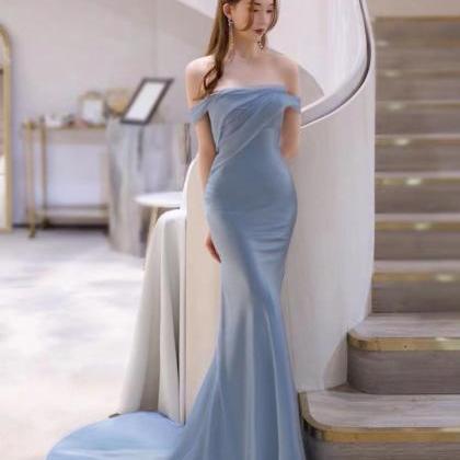 Blue Evening Dresses, Formal Dresses, Simple Prom..