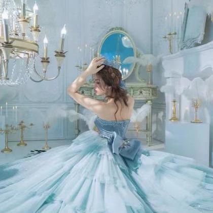 Ice Blue Prom Dress, Custom Make Prom Dresses,..