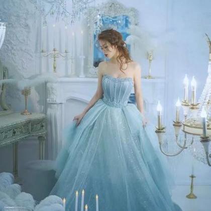 Ice Blue Prom Dress, Custom Make Prom Dresses,..