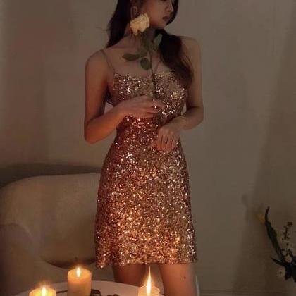 Sexy Formal Dress, Custom Make Evening Dress, Gold..