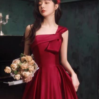 Red Prom Dresses, Satin Prom Dress, A Line Prom..
