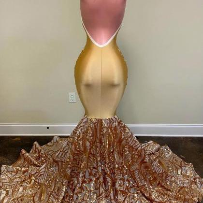Vintage Gold Prom Dresses, Meta Gala, Formal Party..